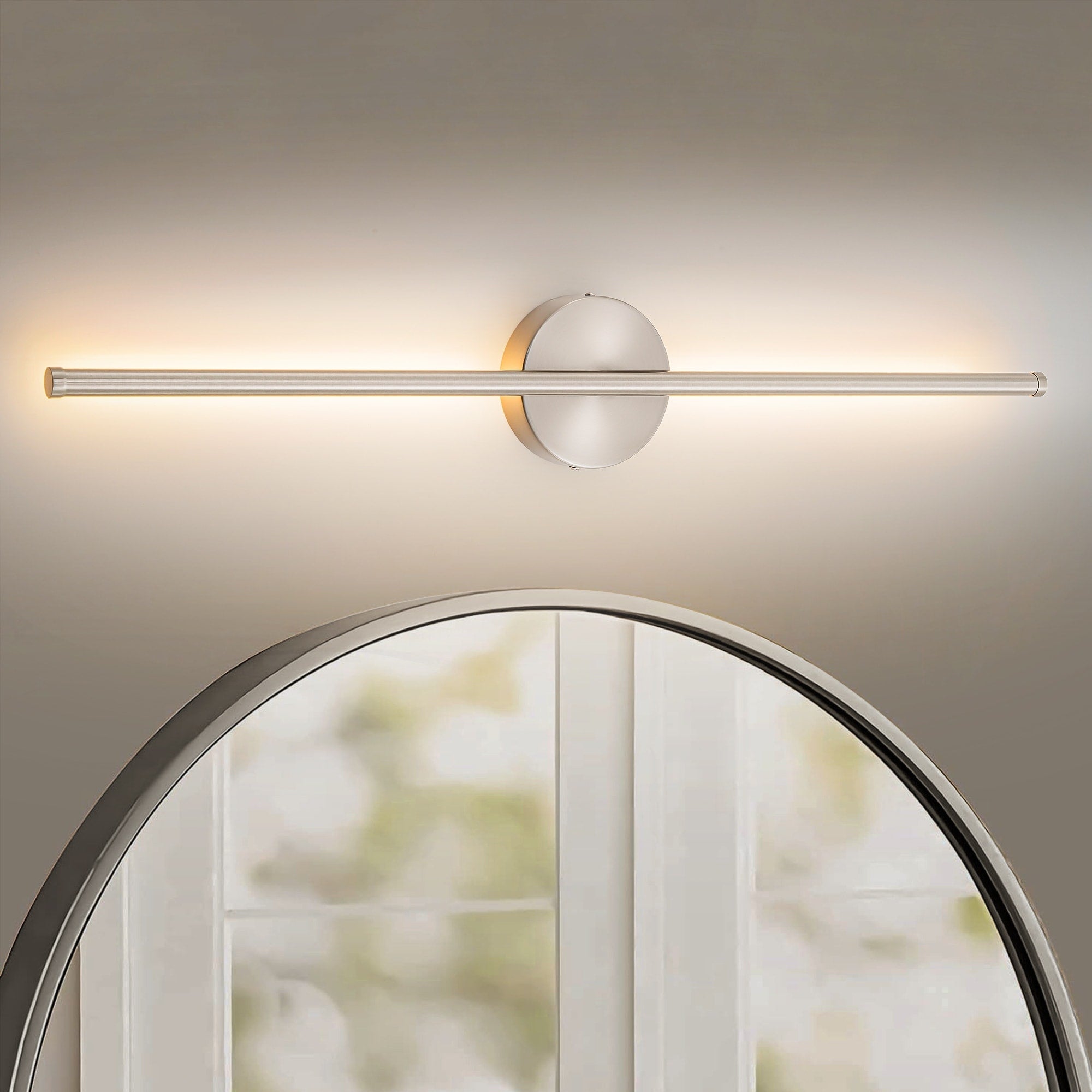 1-Light Black/ Gold/ Nickel Modern Long Linear Strip Wall Sconce Dimmable LED Bathroom Vanity Light