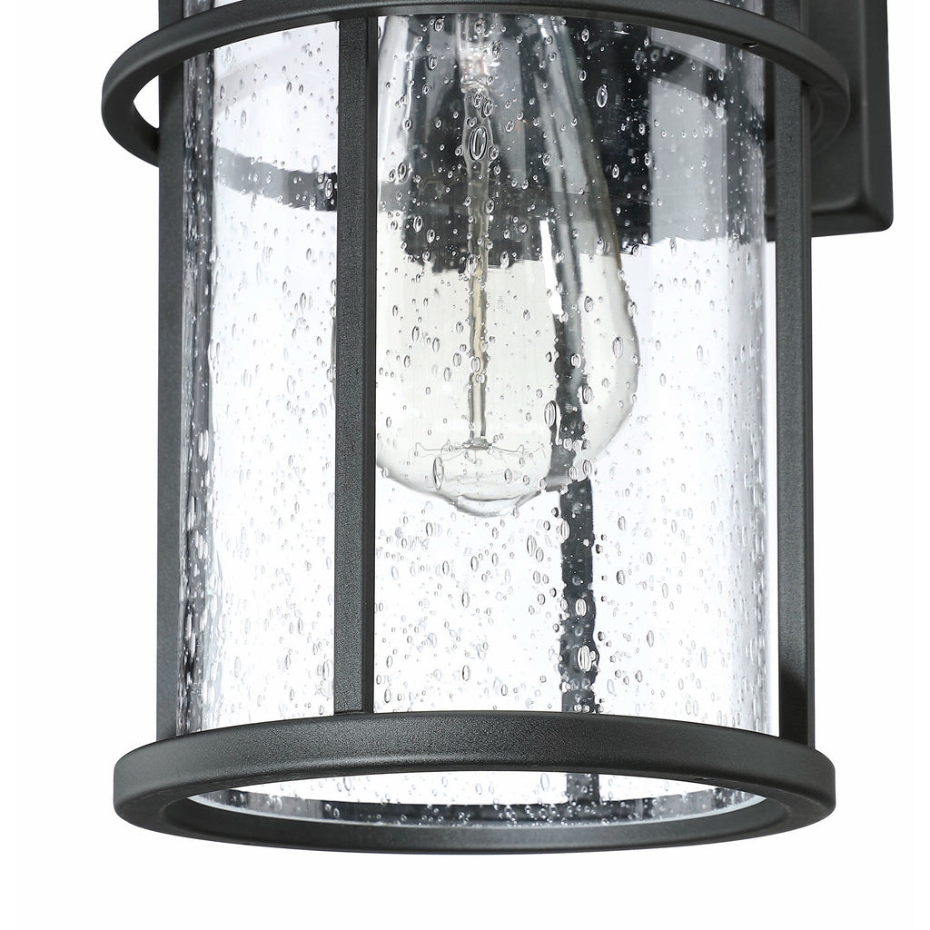 1 Light Black Coastal Barn Dome Outdoor Wall Lantern Clear Glass
