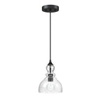 1-Light Kitchen Island Teardrop Seeded Glass Pendant with Black finish 3-pack