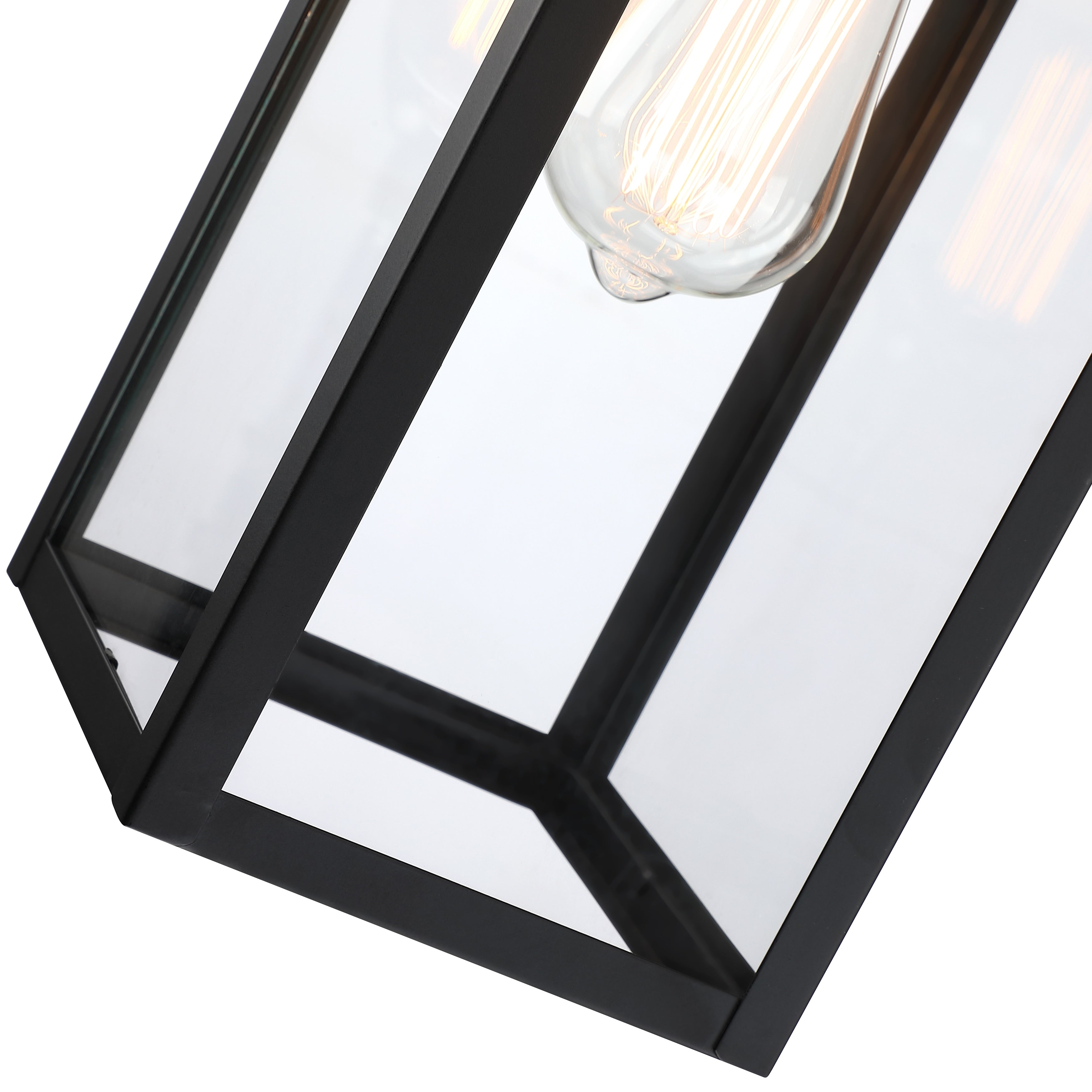1-Light Matte Black Modern Outdoor Wall Lantern