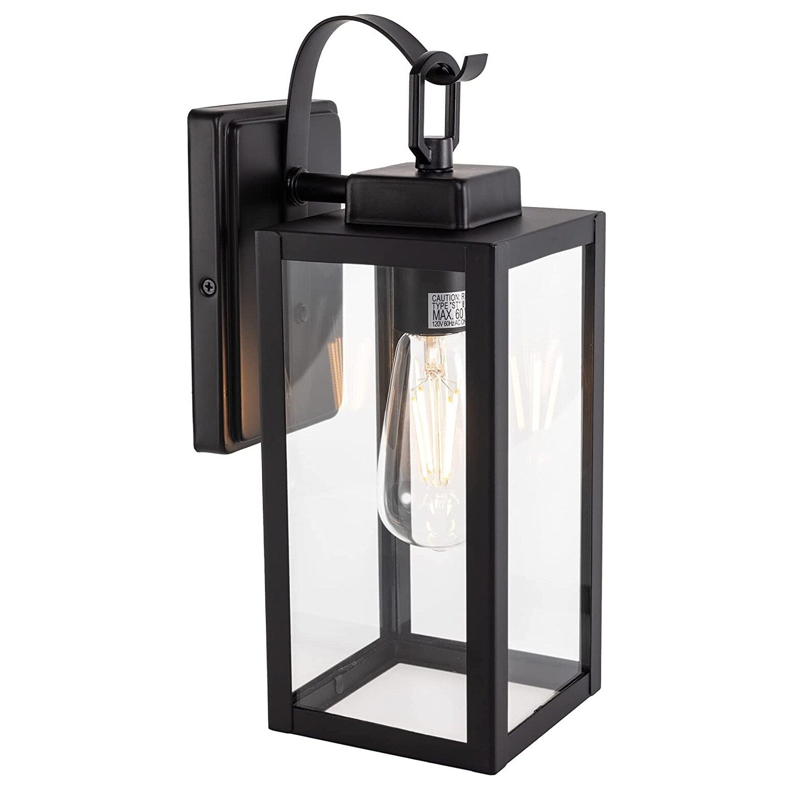 1-Light Outdoor Matte Black Wall Light Sconce