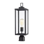 1-light Matte Black Outdoor Post Light Kits Head with Clear Glass Shade