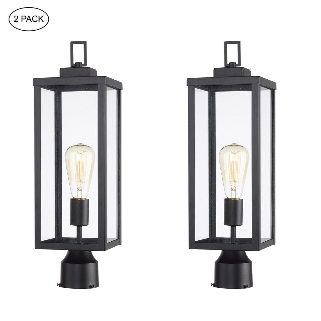 1-light Matte Black Outdoor Post Light Kits Head with Clear Glass Shade