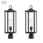 1-light Matte Black Outdoor Post Light Kits Head with Clear Glass Shade