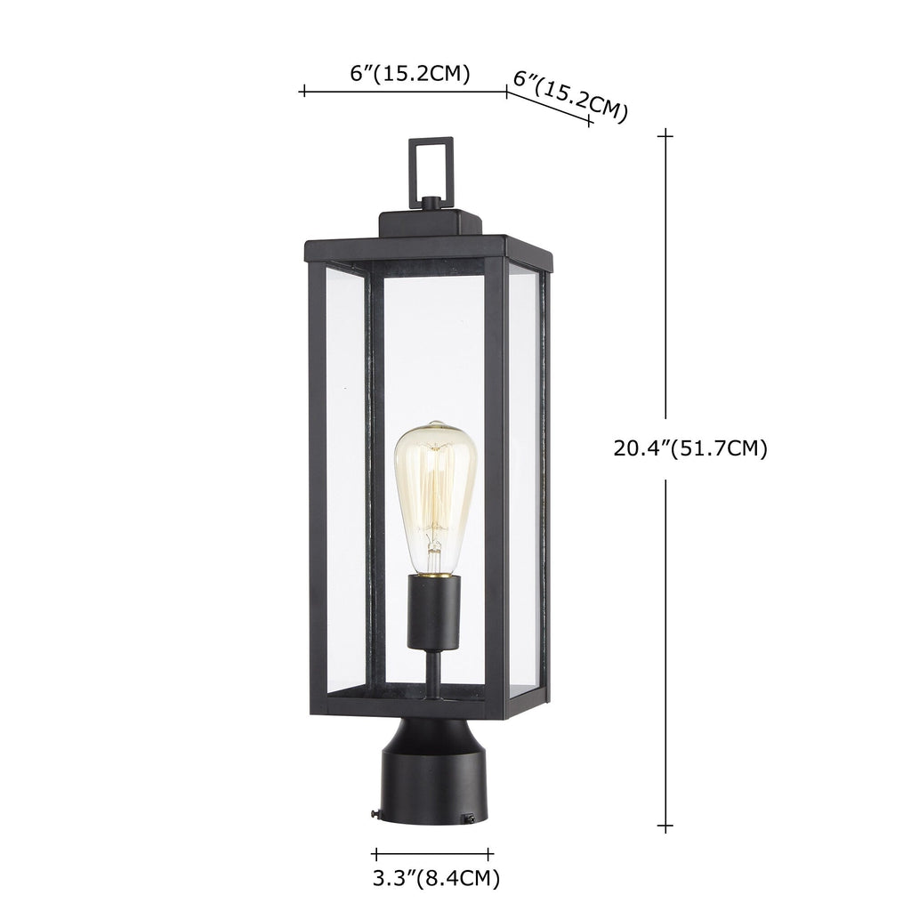 1-light Matte Black Outdoor Post Light Kits Head with Clear Glass Shade