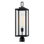 1-light Matte Black Outdoor Post Light Kits Head with Clear Glass Shade