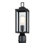 1-light Matte Black Outdoor Post Light Kits Head with Clear Glass Shade