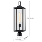 1-light Matte Black Outdoor Post Light Kits Head with Clear Glass Shade