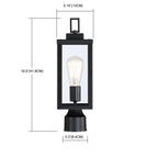 1-light Matte Black Outdoor Post Light Kits Head with Clear Glass Shade