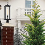 1-light Matte Black Outdoor Post Light Kits Head with Clear Glass Shade