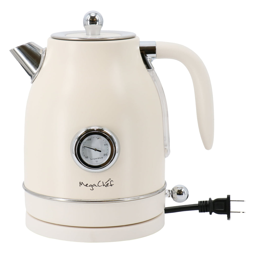 1.7 Quart Electric Tea Kettle and 2 Slice Toaster Combo in Matt Cream