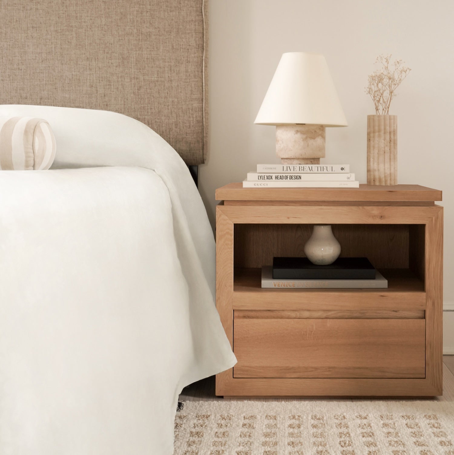 Table de chevet Sofita en bois - Chêne blanc